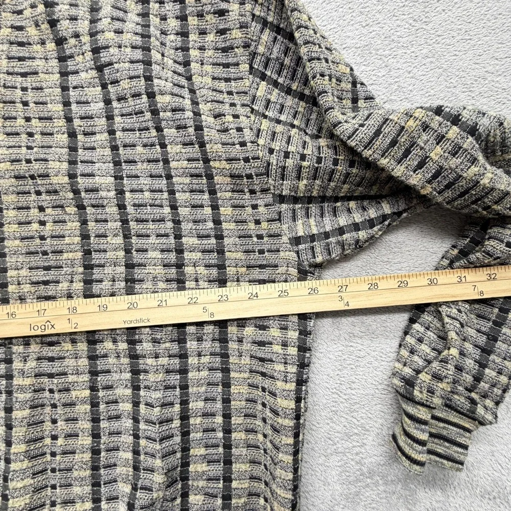Jhane‎ Barnes Sweater Mens XL Gray Check Crew Neck Pullover Heavyweight
